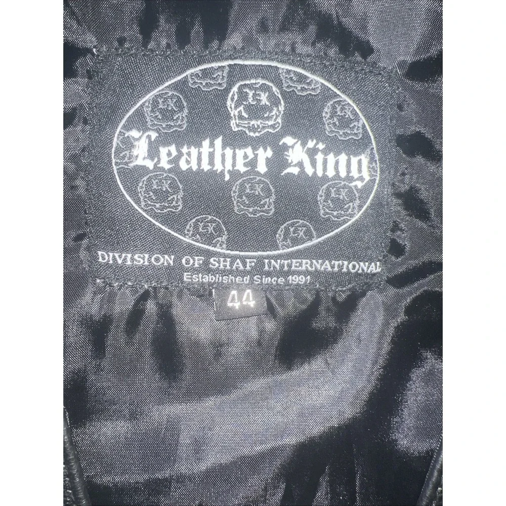 Leather‎ King Mens Black Leather Motorcycle Biker Vest Size 44